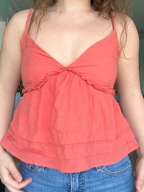 Altar’d State Orange Ruffle Crop Top M